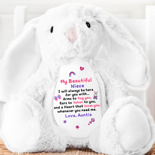 To My Beautiful Niece - Personalized Stuffed Bunny