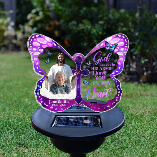 In His Arms Always - Personalized Solar Light
