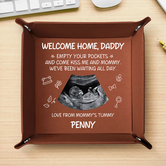 Welcome Home Daddy - Personalized Leather Valet Tray