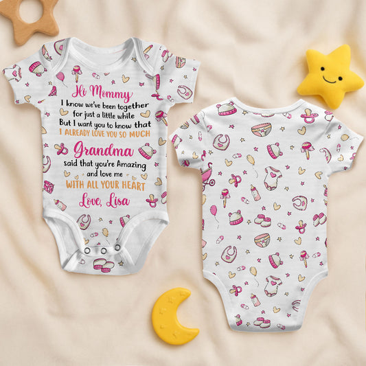 Hi I Love You - Personalized All Over Print Onesie