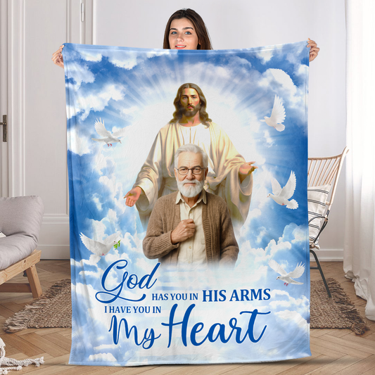 God Has You in His Arms - Personalized Fleece Blanket