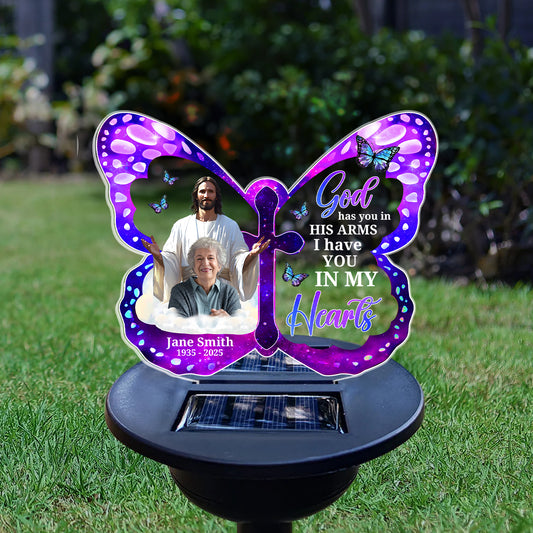 In His Arms Always - Personalized Solar Light