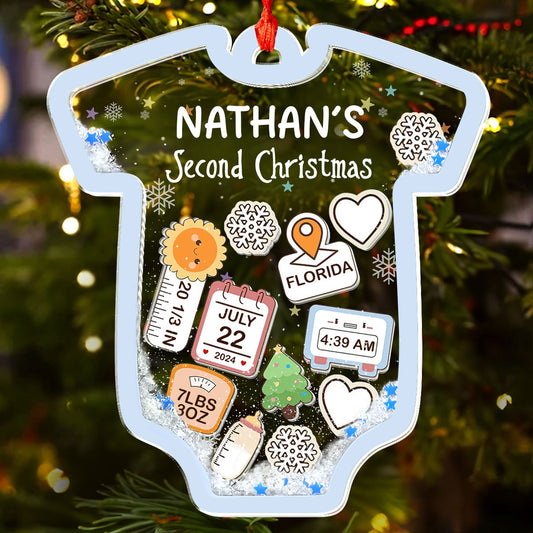 Baby 1st Christmas - Personalized 3 Layered Christmas Shaker Ornament