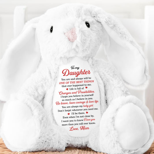 Inspirational Back To School Message - Personalized Stuffed Bunny