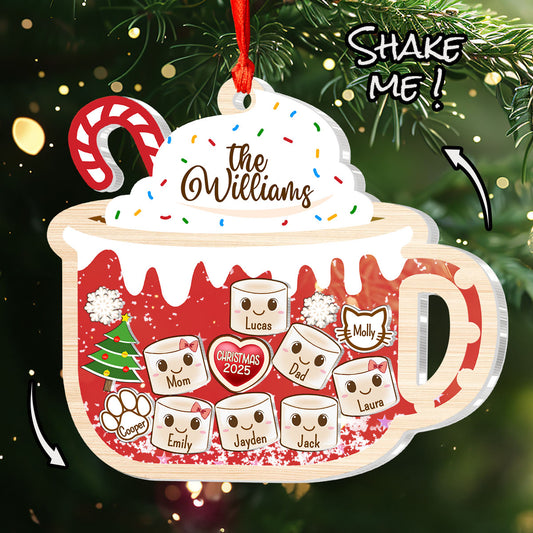Marshmallow Family - Personalized 3 Layered Christmas Shaker Ornament