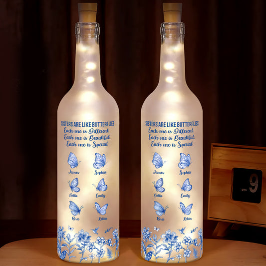 Sisters Are Like Butterflies - Personalized Bottle Lamp