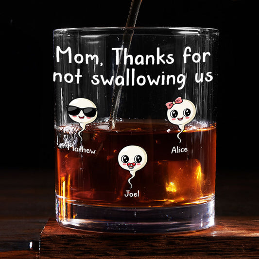 Thanks For Not Swallowing Us - Personalized Round Whiskey Glass