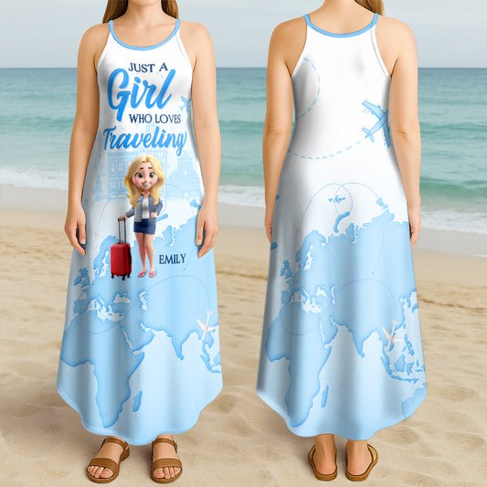 Just A Girl Who Loves Traveling - Personalized Maxi Dress