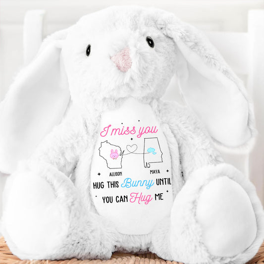 I Miss You Long Distance - Personalized Stuffed Bunny