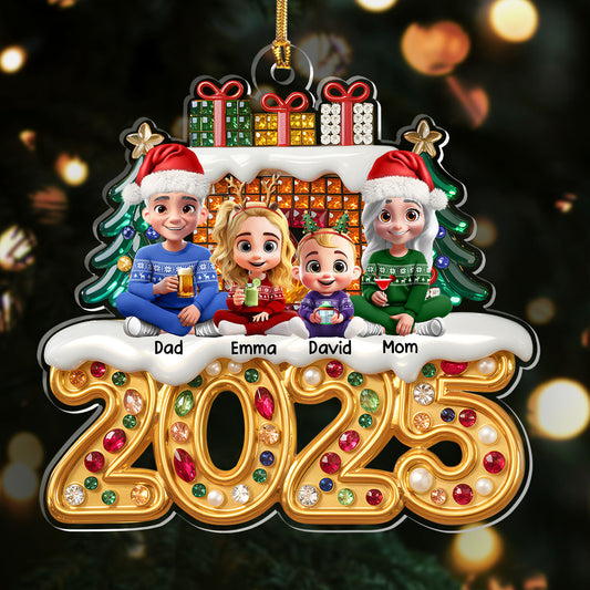 Cozy Christmas Family - Personalized 1-Layer Acrylic Ornament