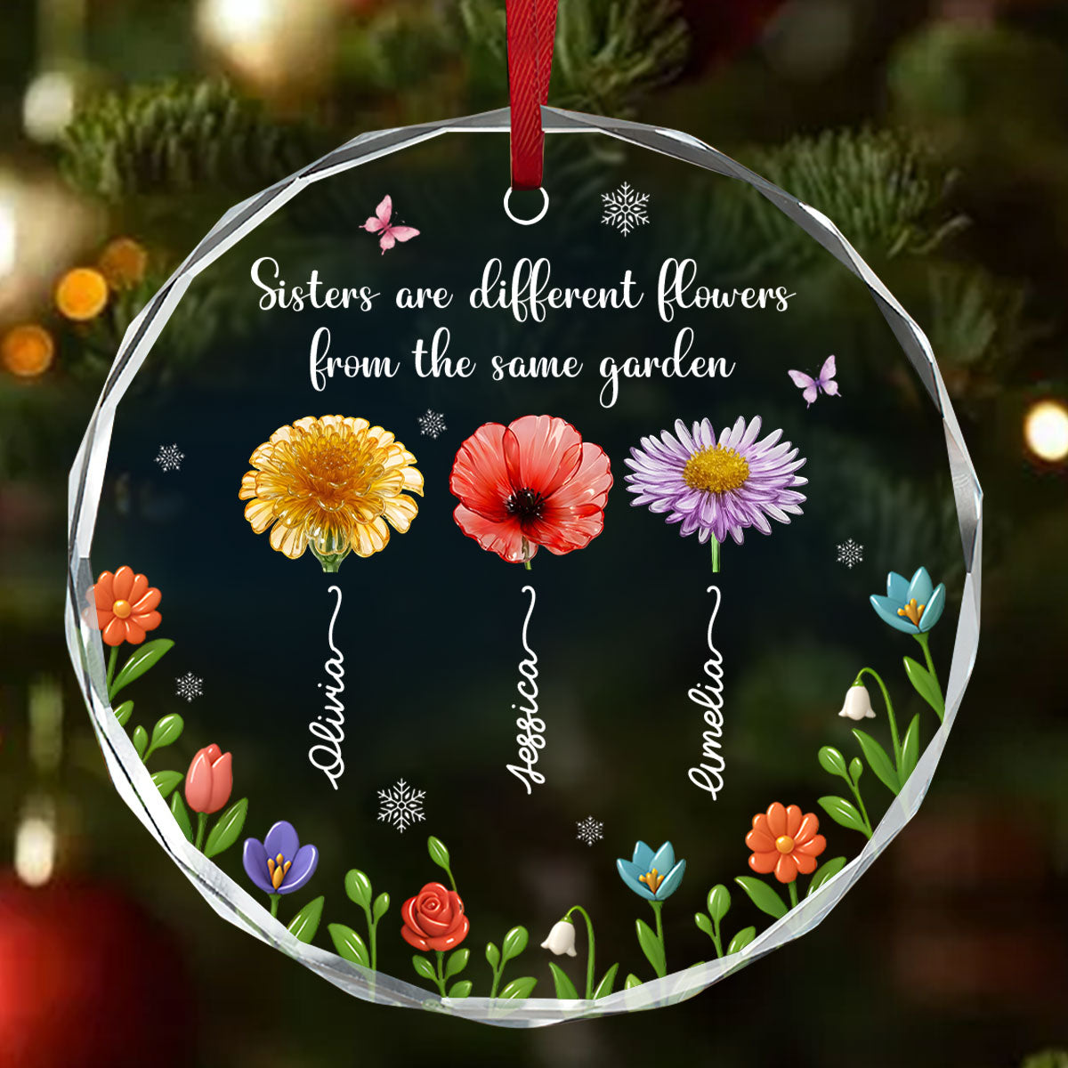 Sisters Are Different Flowers From The Same Garden - Personalized Roun ...