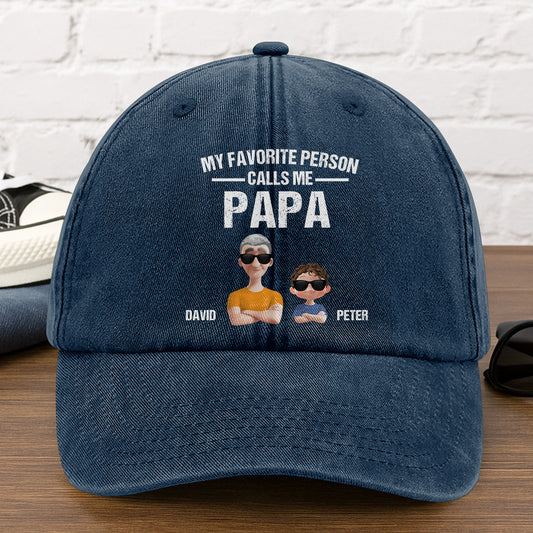 My Favorite People Call Me - Personalized Vintage Washed Denim Cap