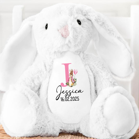 Love Baby From Grandma Initials Letter - Personalized Stuffed Bunny