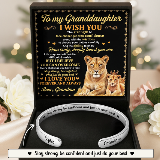 I Wish You The Strength To Face Challenges - Personalized Cuff Bangle Bracelet With Box