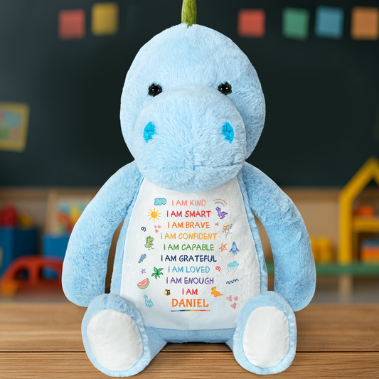 I'm Kind I'm Smart - Personalized Stuffed Dinosaur