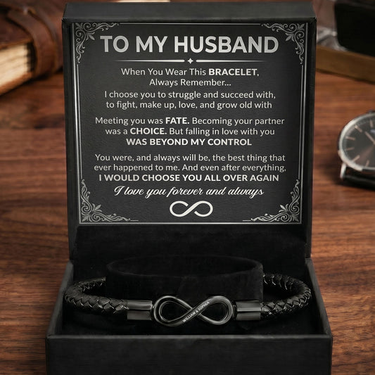I Choose You Forever - Personalized Men's Infinity Bracelet With Gift Box & Card