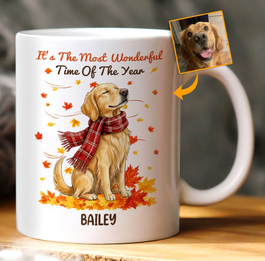 Custom Photo Watercolor It’s The Most Wonderful Time Of The Year - Personalized Ceramic Coffee Mug