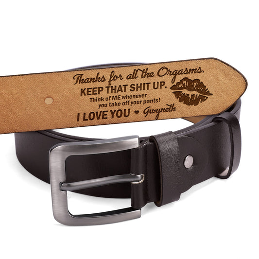 Thanks For All - Personalized Engraved Leather Belt