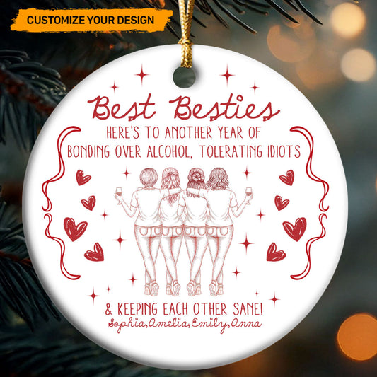 Laughing At Our Own Jokes - Personalized Round Shaped Ceramic Ornament