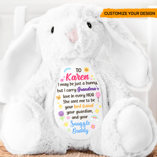 I Carry Grandma's Love In Every Hug - Personalized Stuffed Bunny