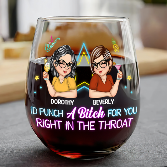 I'd Punch For You - Personalized Stemless Wine Glass