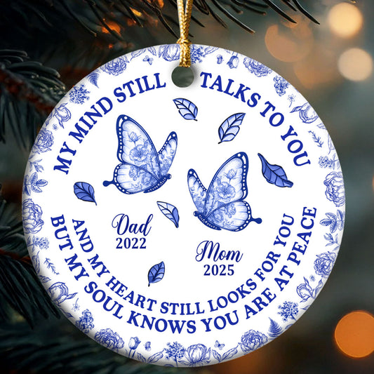 My Mind Still Talks To You Toile De Jouy - Personalized Round Shaped Ceramic Ornament