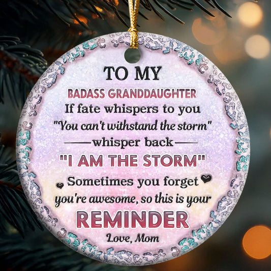 To My Badass Daughter - Personalized Round Shaped Ceramic Ornament
