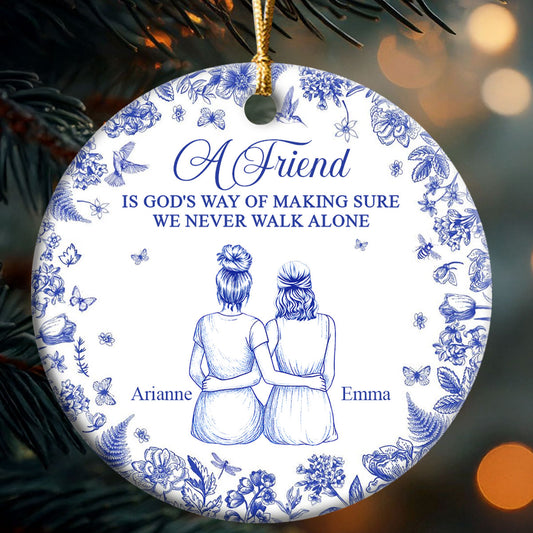 A Friend Is God's Way - Personalized Round Shaped Ceramic Ornament
