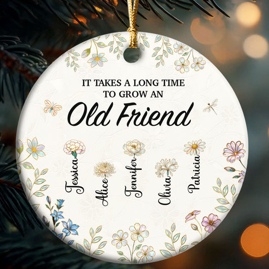 Sisters Are Different Flowers From The Same Garden - Personalized Round Shaped Ceramic Ornament