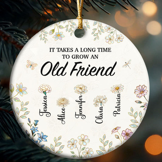 Sisters Are Different Flowers From The Same Garden - Personalized Round Shaped Ceramic Ornament