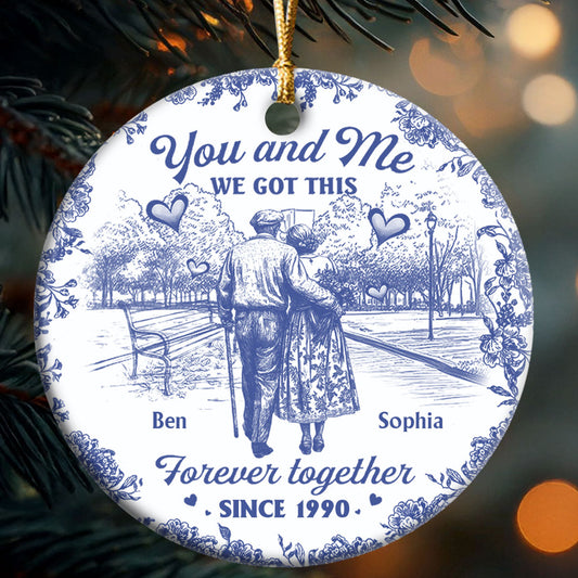 Timeless Love - Personalized Round Shaped Ceramic Ornament