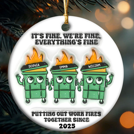 Dumpster Fire Squad - Personalized Round Shaped Ceramic Ornament