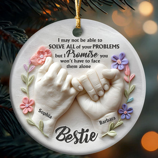 Pinky Promise Bestie - Personalized Round Shaped Ceramic Ornament