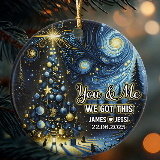 A Journey Beyond Stars - Personalized Round Shaped Ceramic Ornament