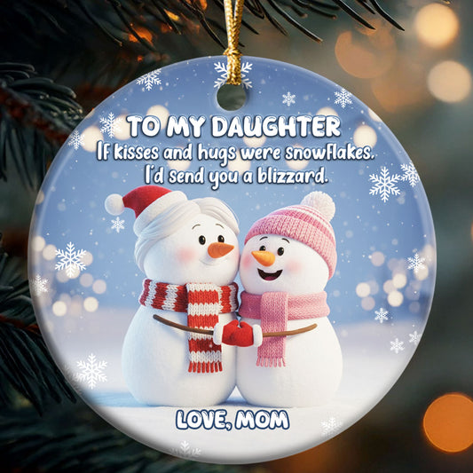 A Cozy Blizzard - Personalized Round Shaped Ceramic Ornament