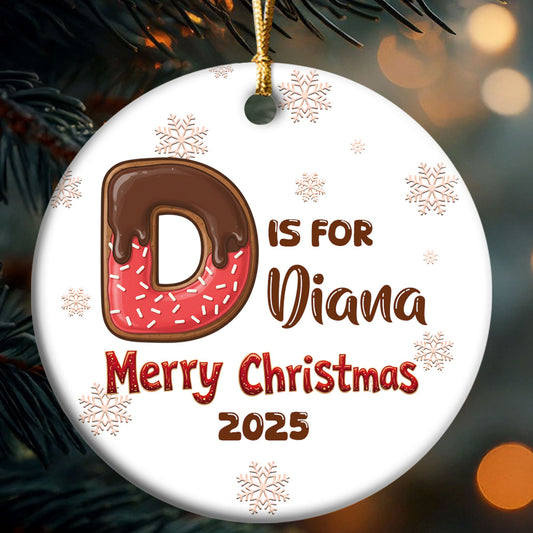 G Is For Gingerbread - Personalized Round Shaped Ceramic Ornament