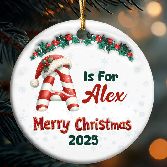 C Is For Candy - Personalized Round Shaped Ceramic Ornament