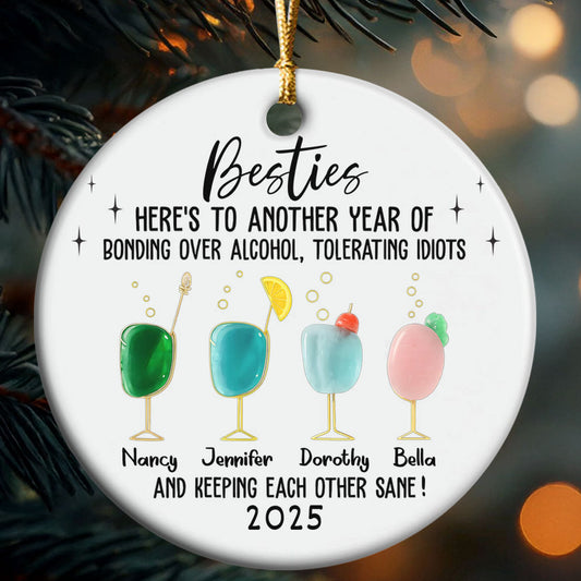 2D Flat Friendship Seaglass - Personalized Round Shaped Ceramic Ornament