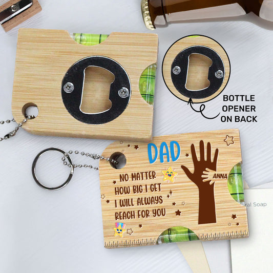 Held By Your Hands, Guided By Your Love - Personalized Spirit Level Bottle Opener Keyring