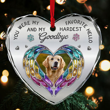 Memorial Pet For Loss Of Dogs - Personalized Heart Shaped Glass Ornament