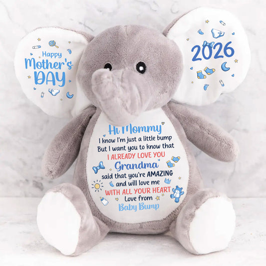 Dear Mommy I Love You - Personalized Stuffed Elephant