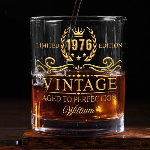 Limited Edition Aged To Perfection - Personalized Round Whiskey Glass