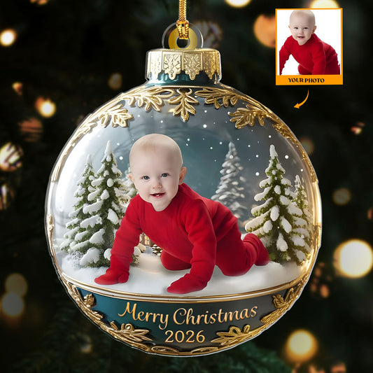 Custom Photo Merry Christmas - Personalized 1-Layer Acrylic Ornament