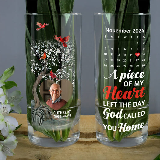 The Day God Called You Home - Personalized Glass Vase