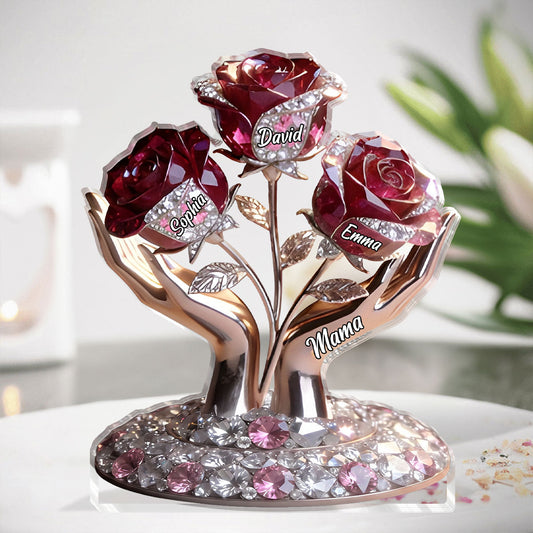 Mom Grandma Rose Tree - Personalized Custom Shaped Acrylic Plaque