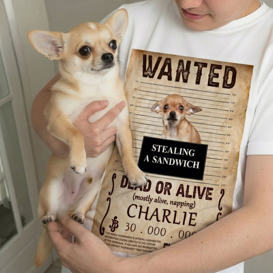Wanted Dead Or Alive Pet Mugshot - Personalized 2D Unisex T-shirt