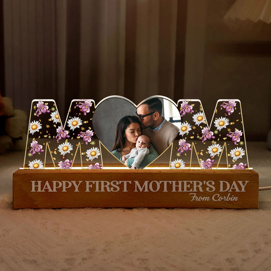 Happy First Mother's Day Birth Month Flower - Personalized LED Night Light