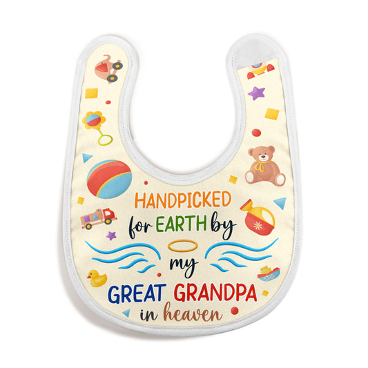 Handpicked For Earth By My Great Grandpa - Personalized Baby Bib