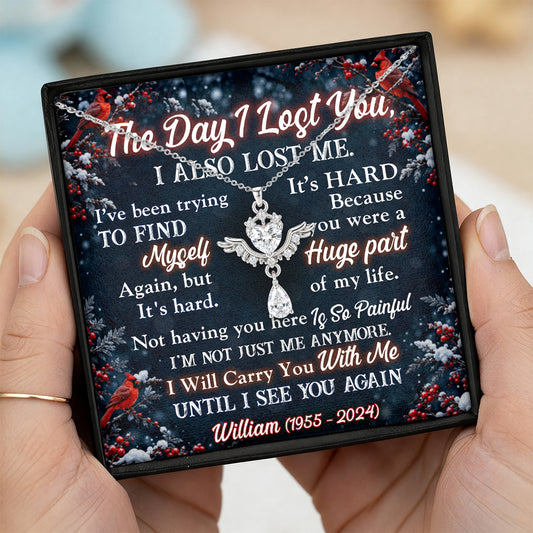 I Will Carry You With Me - Personalized Angel Wings Necklace With Box