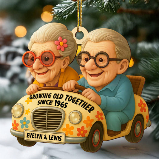 Grow Old Together - Personalized Custom Shape Wood Ornament Cutout & Print